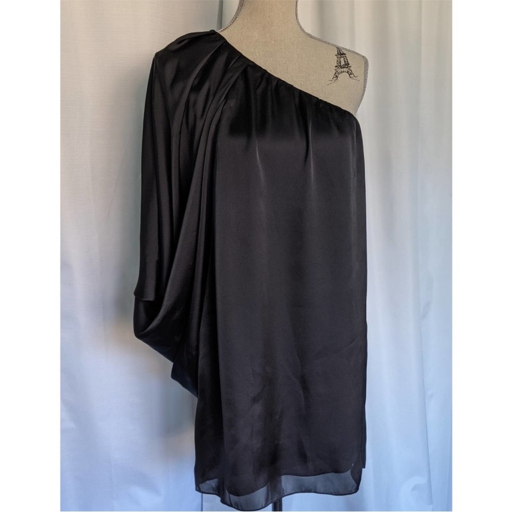 Aidan Mattox Sheer One Shoulder Dress Black 8